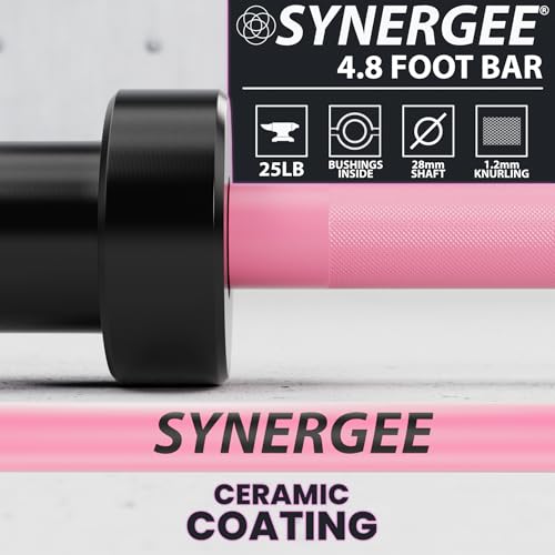 Synergee 25LB Pink Olympic Barbell - 350lb Capacity for Weightlifting