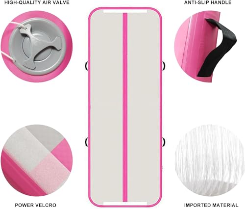 Pink 10ft Inflatable Gymnastics Air Mat with Electric Pump - Tumbling & Training Mat