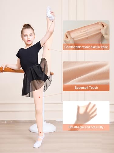 Girls Ballet Tights - Ultra Soft Footed Dance Tights for Girls 10-12 Years Pink 2 Pack