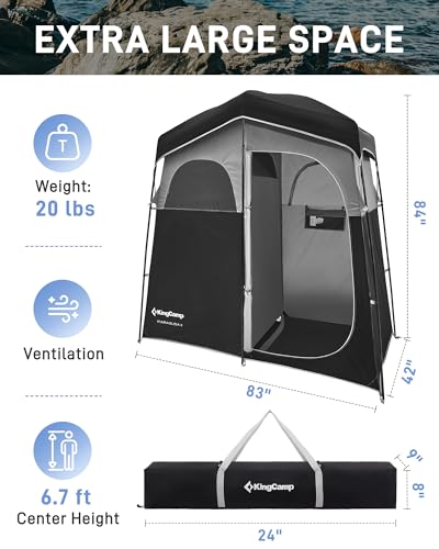 2 Room Black/Grey Portable Shower & Privacy Tent for Camping & Beach