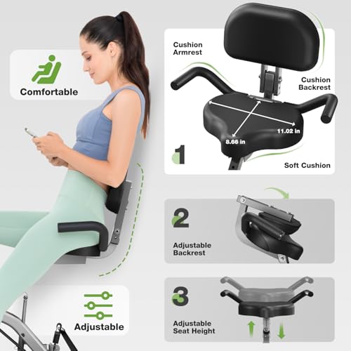 Goimu 5-in-1 Foldable Indoor Exercise Bike Grey-1, 16-Level Magnetic Resistance, Comfortable Seat & 330LB Capacity