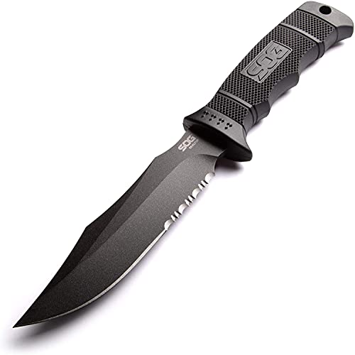 SOG Fixed Blade Knife with Sheath - SEAL Pup Tactical Survival & Hunting Knife, 4.75 Inch Blade, Nylon Sheath - Variation: SEAL Pup Nylon Sheath
