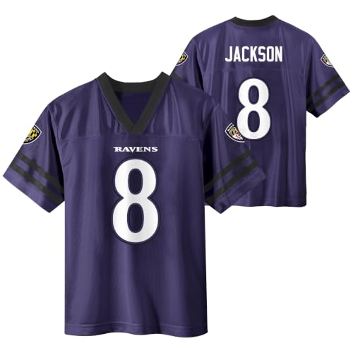Youth Football Jersey Lamar Jackson #8 Purple Home Team Colors - Size 10-12