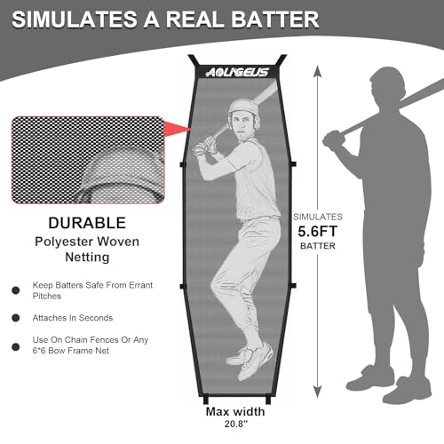 Black 6x6 Baseball Softball Practice Net with Tee, Dummy & Carry Bag