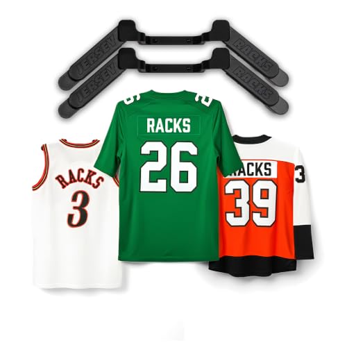 Jersey Racks 2-Pack Black Wall Mount Display Hangers - Damage-Free Jersey Holder