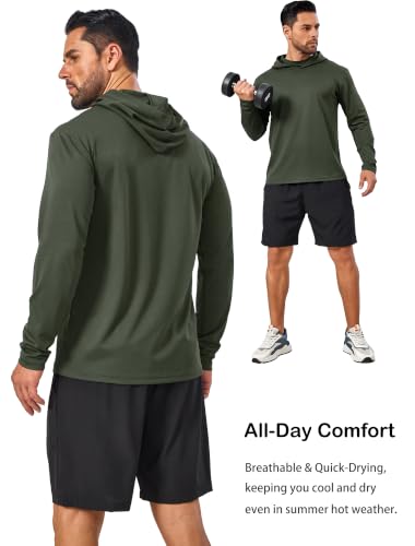 Men's Sun Protection Lightweight Quick Dry Rash Guard Hoodie Set - Large, 5 Pack with Face Mask for Outdoor Fishing