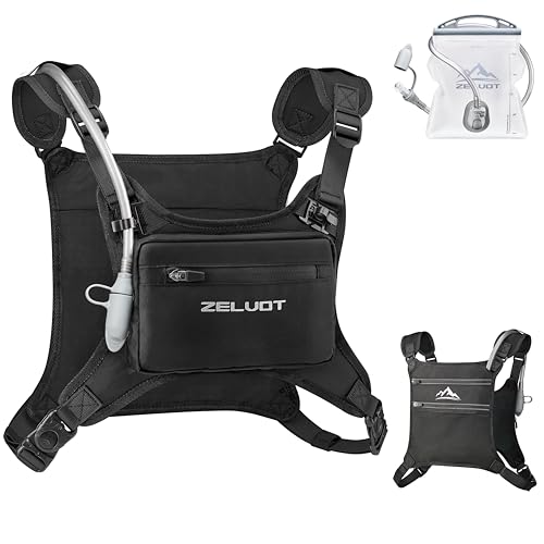 Zelvot Running Vest with 1L Water Bladder - Black, Medium-Large