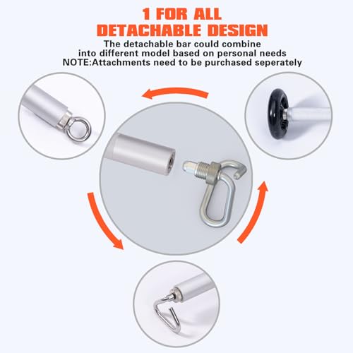 GEKU FIT Aluminum Resistance Band Workout Bar, Detachable Heavy Duty Exercise Bar for Home Gym