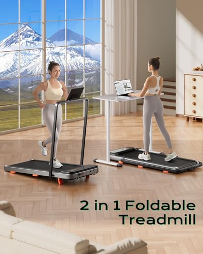 TREAFLOW Silver Walking Pad Treadmill with Incline & Handle Bar, Compact Home Exercise Equipment