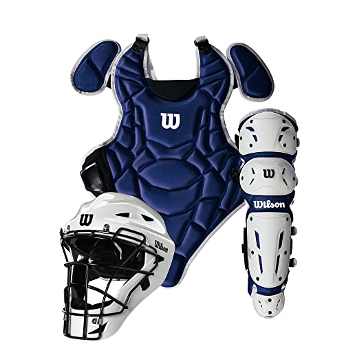 Catchers Gear Kit for Baseball Softball - Wilson EZ Gear 2.0 Royal S/M, Age 5-7