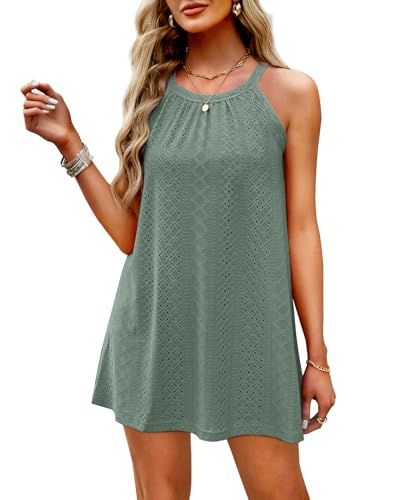 WIHOLL Crochet Hollow Out Summer Swimsuit Cover Up for Women - Green, Medium