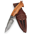 BIGCAT ROAR Damascus Olive Handcrafted Steel Fixed Blade Hunting Knife 10"