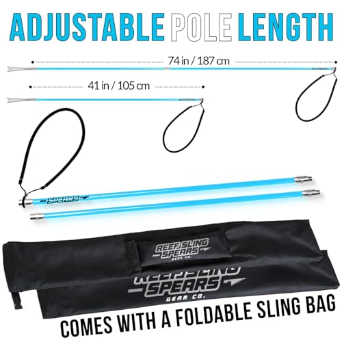 Hawaiian Sling Fishing Spear Set - 72 Inch Fiberglass Pole with 3 Prong Tips & Travel Bag