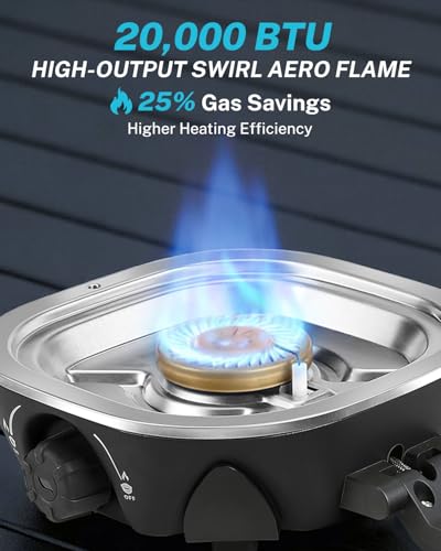 Gonex Black Propane Camping Stove 2-Burner Portable 20,000 BTU for Outdoor Cooking