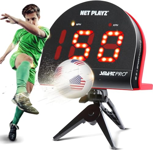 NET PLAYZ Soccer Speed Radar Gun - Hands-Free Training Equipment for Athletes