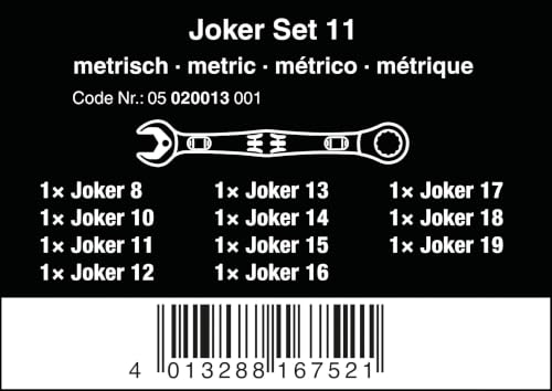 11-Piece Metric Combination Wrench Set with Metal Holding Plate - Wera Joker