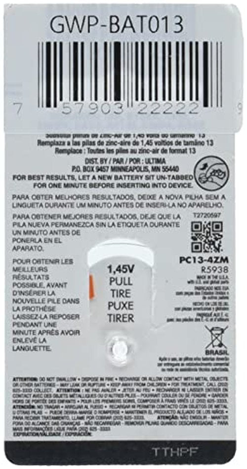 Walker's Game Ear 4-Pack Air Cell Batteries (Fits The Walker elite series of BTE)