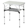 Portable Aluminum Camping Table - Small Foldable Picnic & Travel Desk, Silver & Sage Gray, 24 x 16 Inches, Adjustable Height