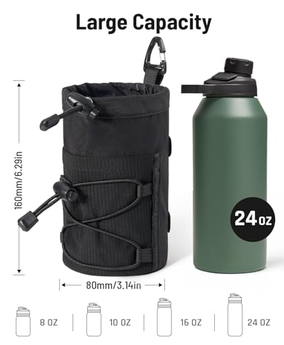 Water Bottle Holder for Backpack - Molle Pouch for 8-24oz Bottles - Black / 1