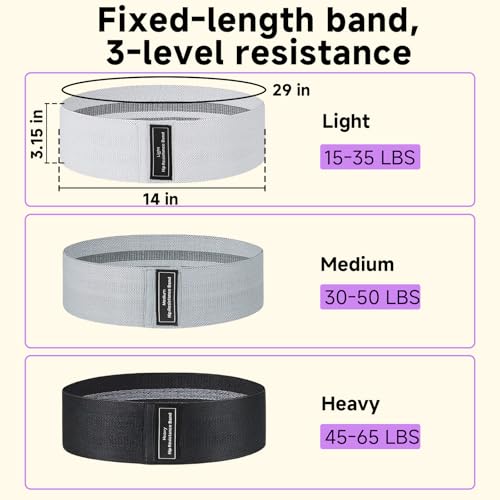 Resistance Bands for Workout, Fabric Loop Bands for Glutes & Legs - Cream Grey Black01