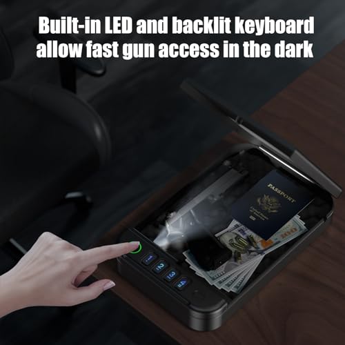 Biometric Gun Safe with APP & Keypad - Portable Pistol Lock Box, Appliance Pull Variation