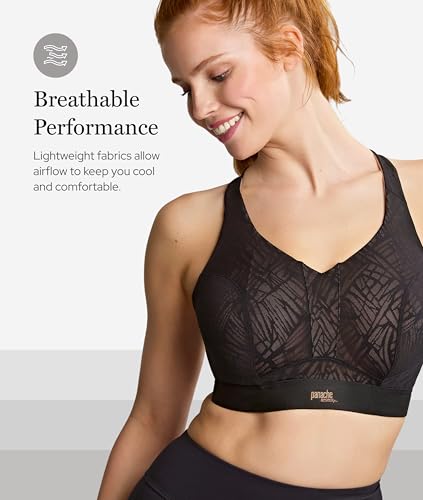 Panache Women's Endurance Wired Sports Bra 34F Black Non-Padded Breathable Support