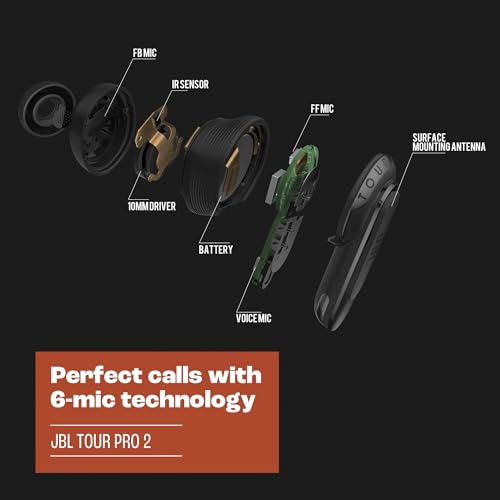 JBL Tour Pro 2 Noise Cancelling Earbuds Black with Smart Charging Case