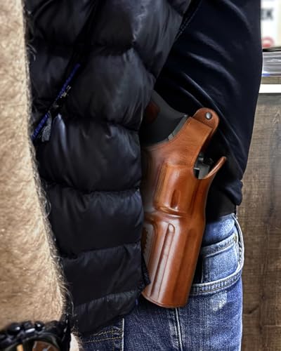 MASC Leather Paddle Holster for Model 686 Plus .357 Mag 7-Shot 4-inch, Right-Hand, Brown
