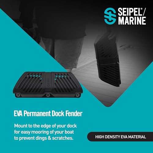 Seipel Marine 1 Pack EVA Dock Fender - Black UV-Resistant Boat Bumper with Stainless Steel Mounting Screws