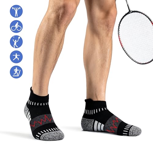Ankle Compression Socks for Women Men Cushioned Athletic Running Socks - Large / Z-Black White (3 Pairs)