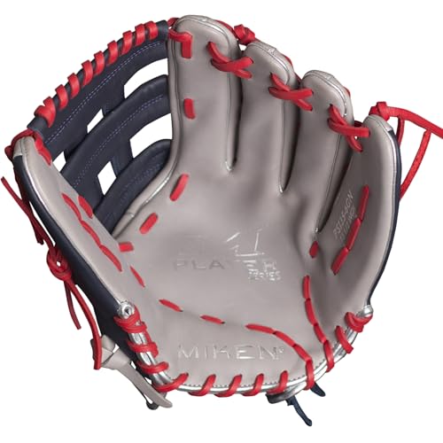 Miken Player Series Slowpitch Softball Glove - Fielding, Right Hand Throw, 13 Inch, Grey/Navy/Red