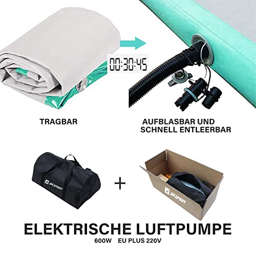 Mint Green Inflatable Gymnastics Air Mat - 6.56ft x 3.3ft x 4in Tumbling Track with Pump