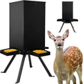 PROLEE Black 85lb Weatherproof Deer Feeder with 4 Feeding Trays & Stand