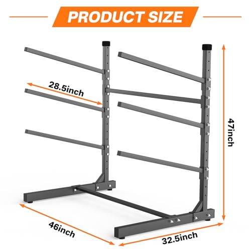 TORACK 3-Tier Heavy-Duty Freestanding Kayak Rack - Adjustable, Rust-Resistant Storage Stand