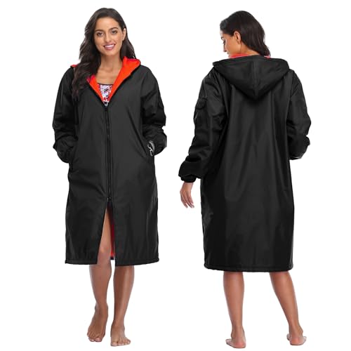 Unisex Waterproof Swim Parka - Team Colors, Medium, Black & Red