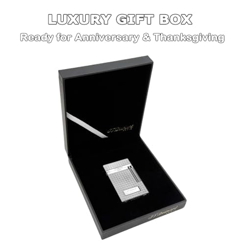 Silver Brass Lighter with Ping Sound & Clous de Paris Engraving - Single Flame