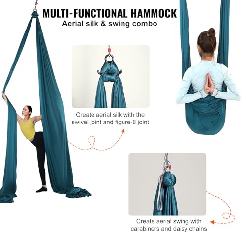 Aerial Yoga Swing Kit with 11 Yards Green Nylon Fabric Full Rigging Hardware