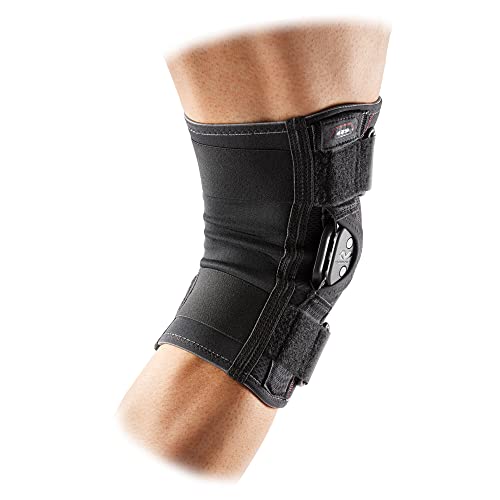 McDavid Knee Brace, Maximum Support with Polycentric Hinges & Cross Straps, Comfortable Compression & Extra Stability, Black, L