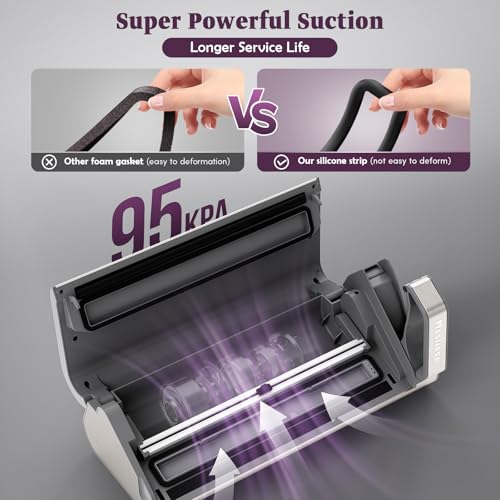 Mesliese Vacuum Sealer with 95kPa Suction, 140W, 20L/min, Silver Gray