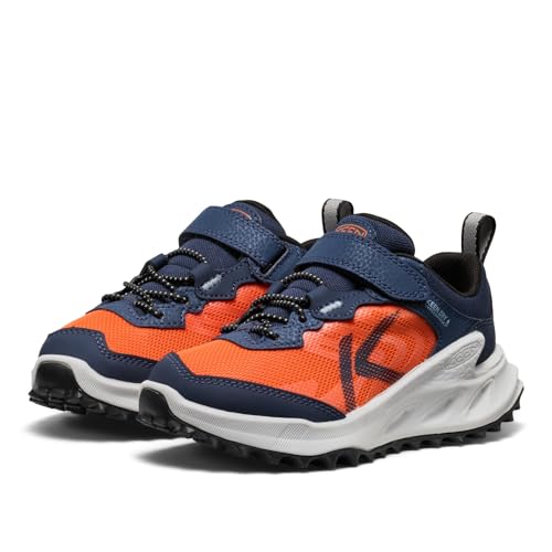 KEEN Kids Zionic Low Height Waterproof All Terrain Hiking Shoes Big Kid Naval Academy Scarlet Ibis
