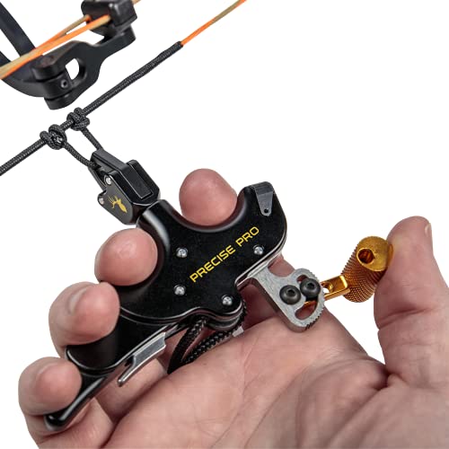 Trophy Ridge Precise Pro Archery Release - Pro Performance, 4-Finger Design, Smooth Sear-Style Mechanism, Torque-Free Rotation, Adjustable Thumb-Trigger and Sear Tension, Sling Wrist Strap Included