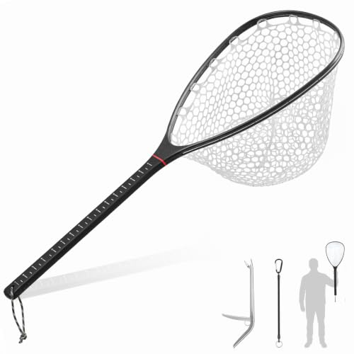 Carbon Fiber Fly Fishing Net with 37.3-Inch Handle, Floating Trout Landing Net
