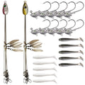 2-Pack Alabama Fishing Rig Kit with 10 Lures & Jig Heads for Bass & Striper