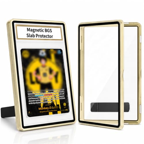 Gold BGS Card Case with Foldable Metal Stand for 35PT Graded Cards UV & Bumper Protection