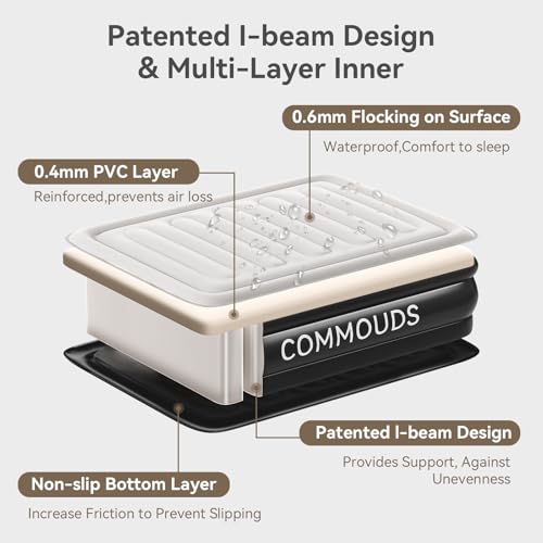 Beige Twin Air Mattress with Rechargeable Pump - 18-Inch Portable Inflatable Bed for Camping & Guest Use