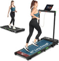 THERUN 2-in-1 Under Desk Walking Pad Treadmill with Handle Bar - Green & Black, High Speed