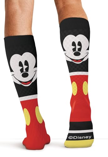 Men's Compression Knee-High Socks 10-15 mmHg with Happy Go Mickey Pattern - One Size