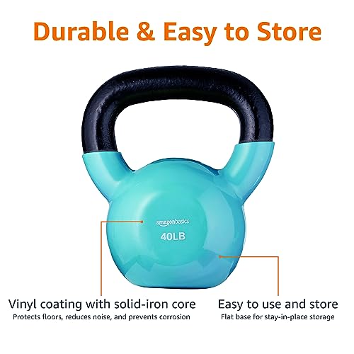Amazon Basics Vinyl Kettlebell - 40 Pounds for Strength & Workout