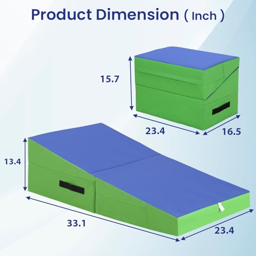 FDW Gymnastics Incline Exercise Mat - Foldable Yoga & Tumbling Mat with Non-Slip Surface