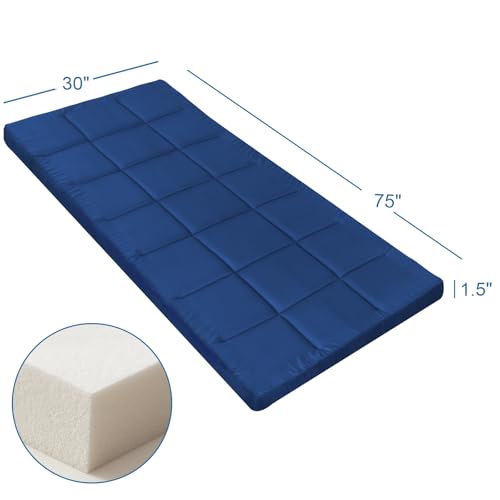 Navy Camping Cot Mattress Topper 75x30 Inch Foam Quilted Pad Pack of 2